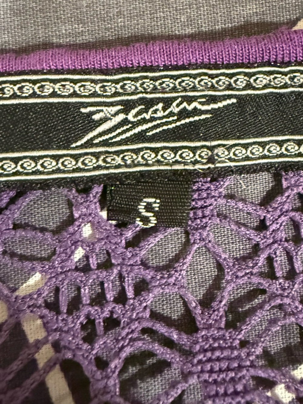 VINTAGE Zashi Purple Crochet Boxy Knit Top - Size Small - Picture 2 of 3